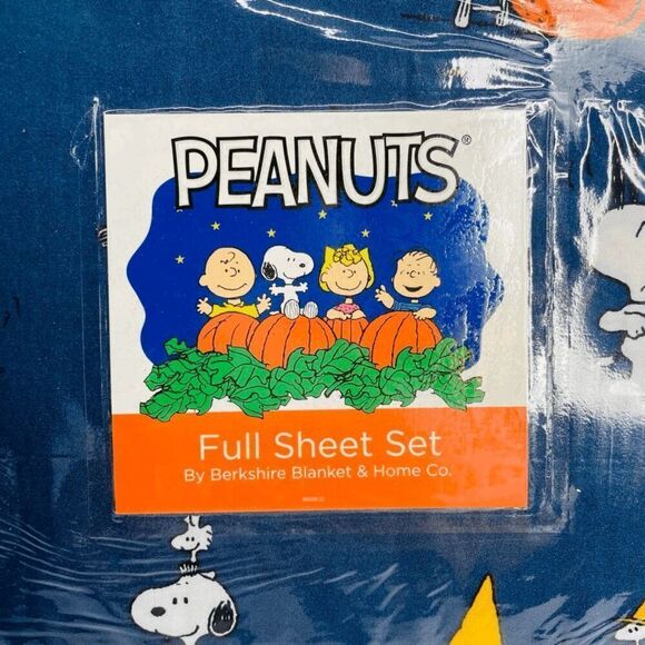 Berkshire Peanuts Halloween Snoopy Woodstock Magic Pumpkin Blue Full Sheet‎ Set - Picture 2 of 4